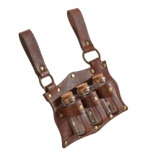 Brown Leather Potion Holder with Glass Vials